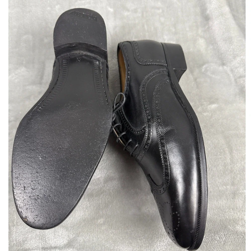VTG Gucci Men's Black Leather Wingtip Brogue Oxford‎ Shoes Made in IT Sz 41.5 D